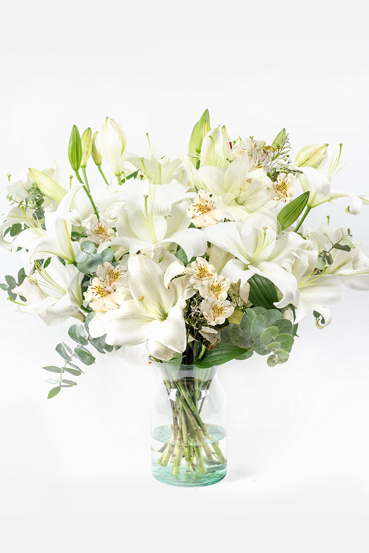 Algodón // Lilium Blanca y Astromelia Blanca APO