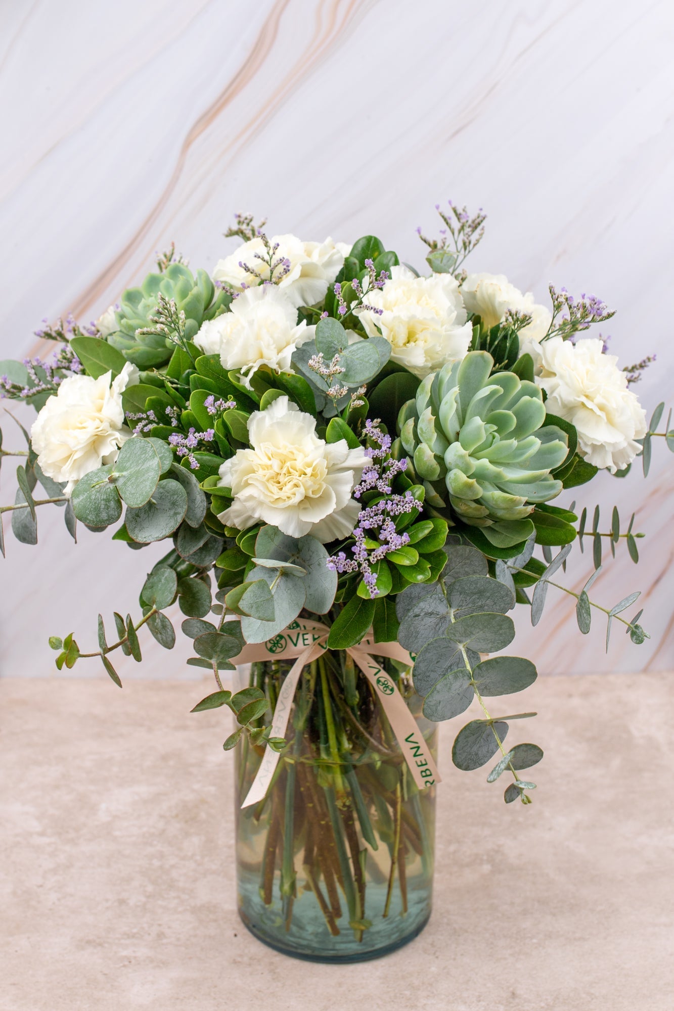 Succulent // White Carnation and Succulent