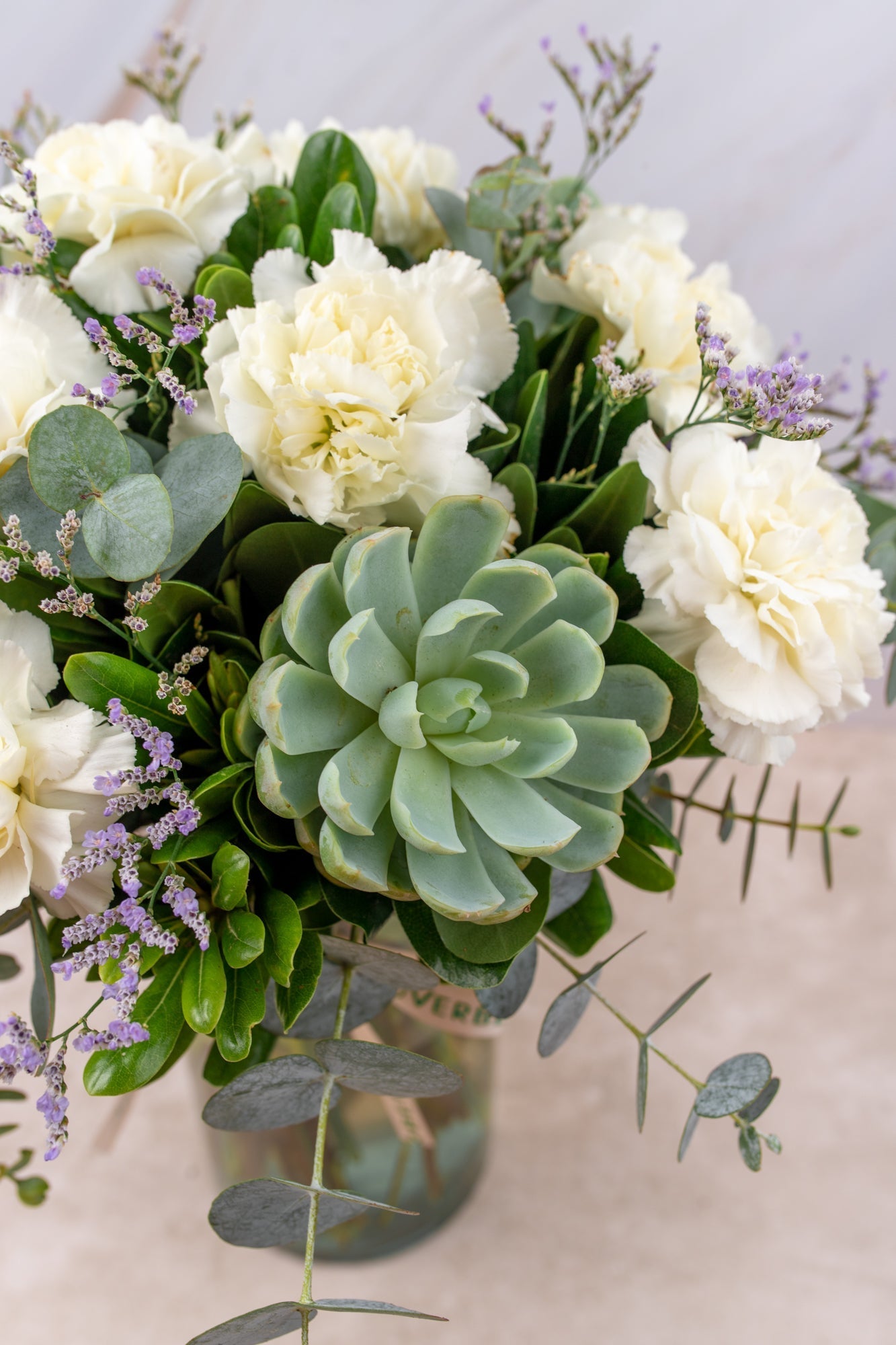 Succulent // White Carnation and Succulent