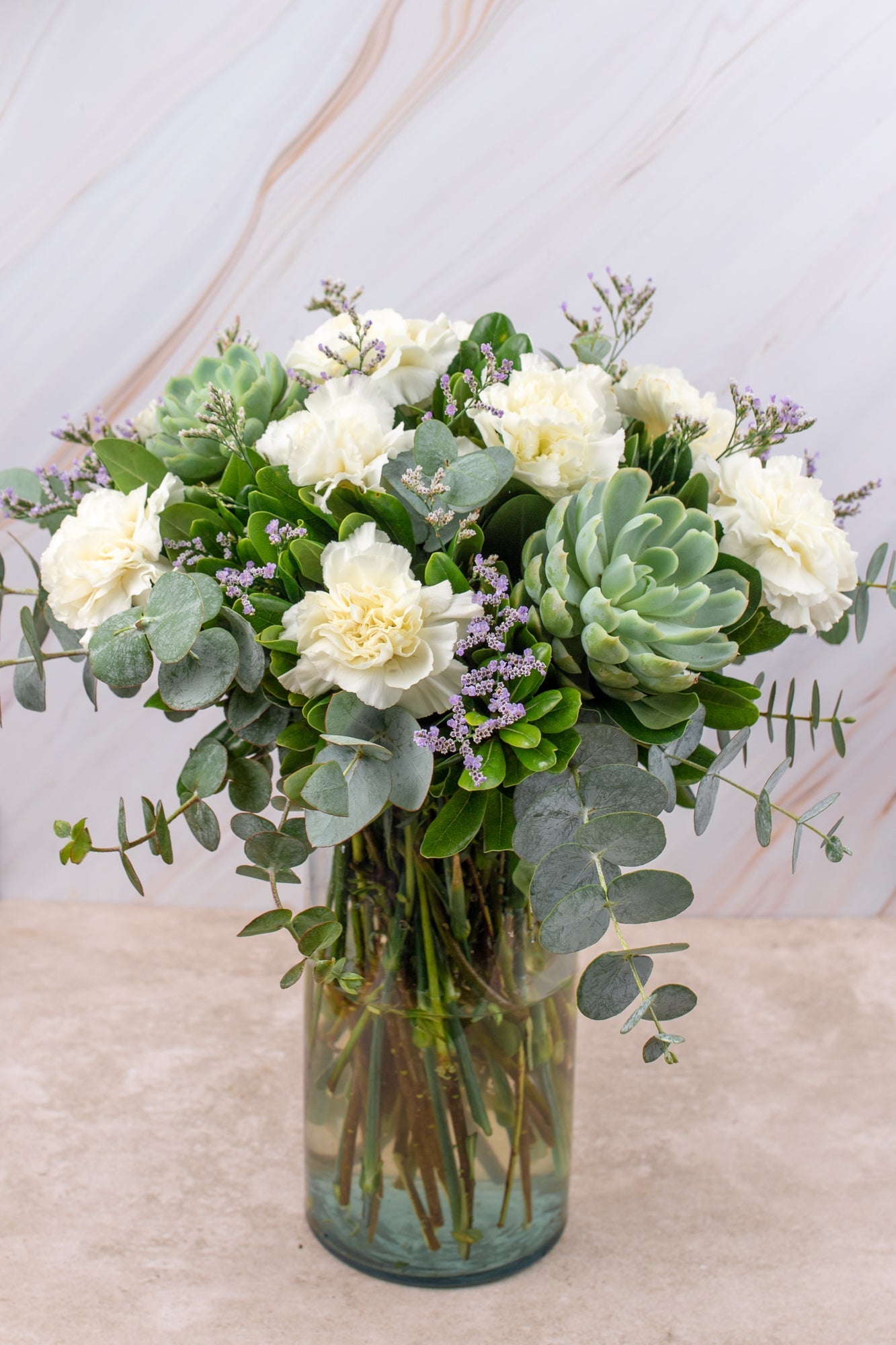 Succulent // White Carnation and Succulent