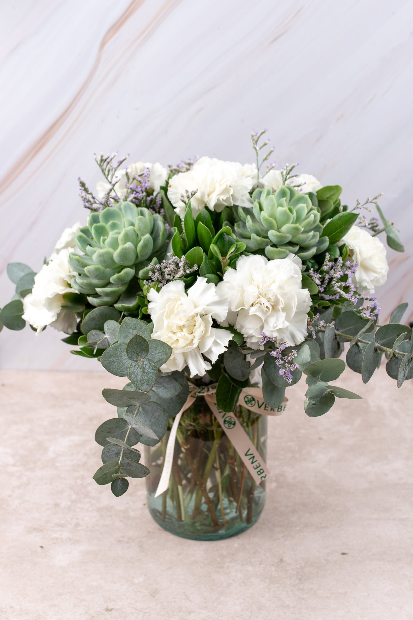 Succulent // White Carnation and Succulent