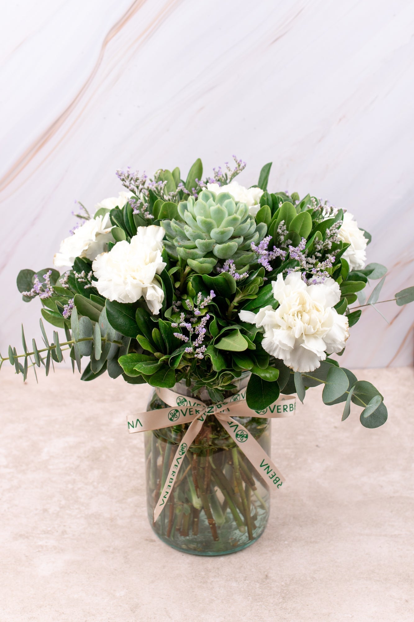 Succulent // White Carnation and Succulent