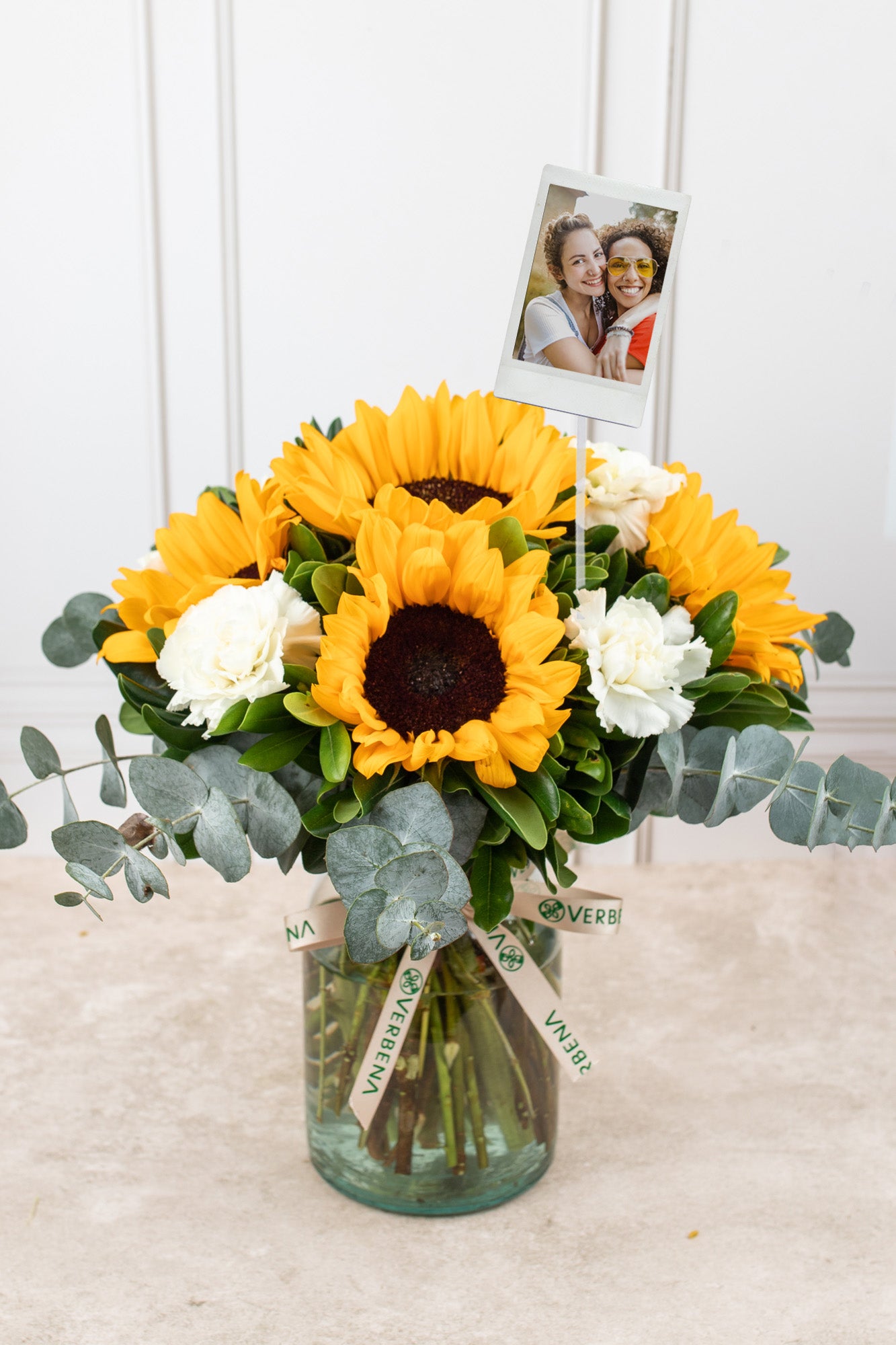 Cuando Calienta el Sol - Girasol y Clavel con Foto Personalizada