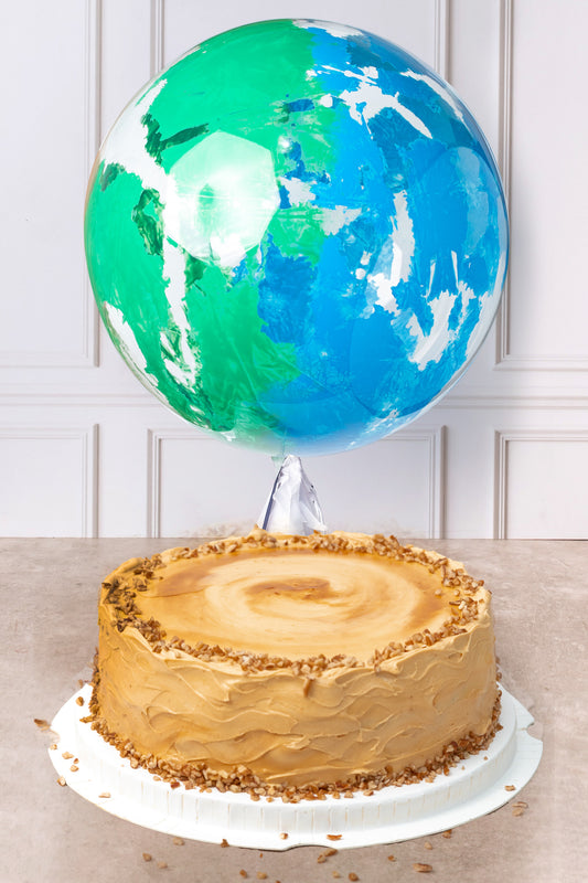 Pastel Grande de Dulce de Leche - con Globo Explosión Azul y Verde