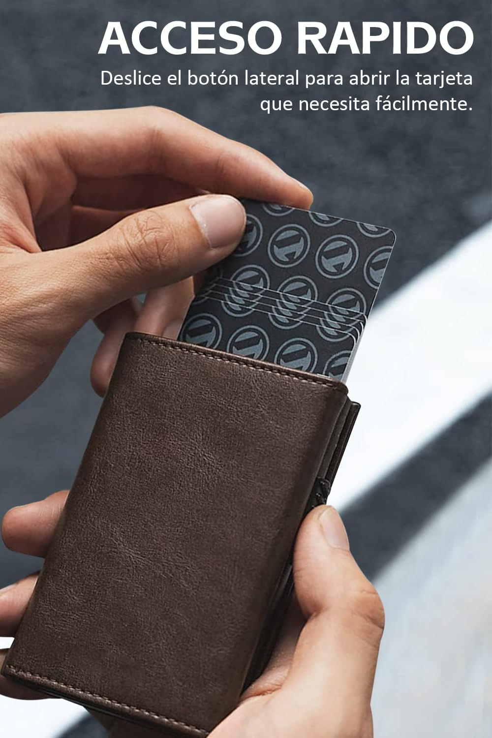 Tarjetero Cartera de Cuero - Bloqueo RFID