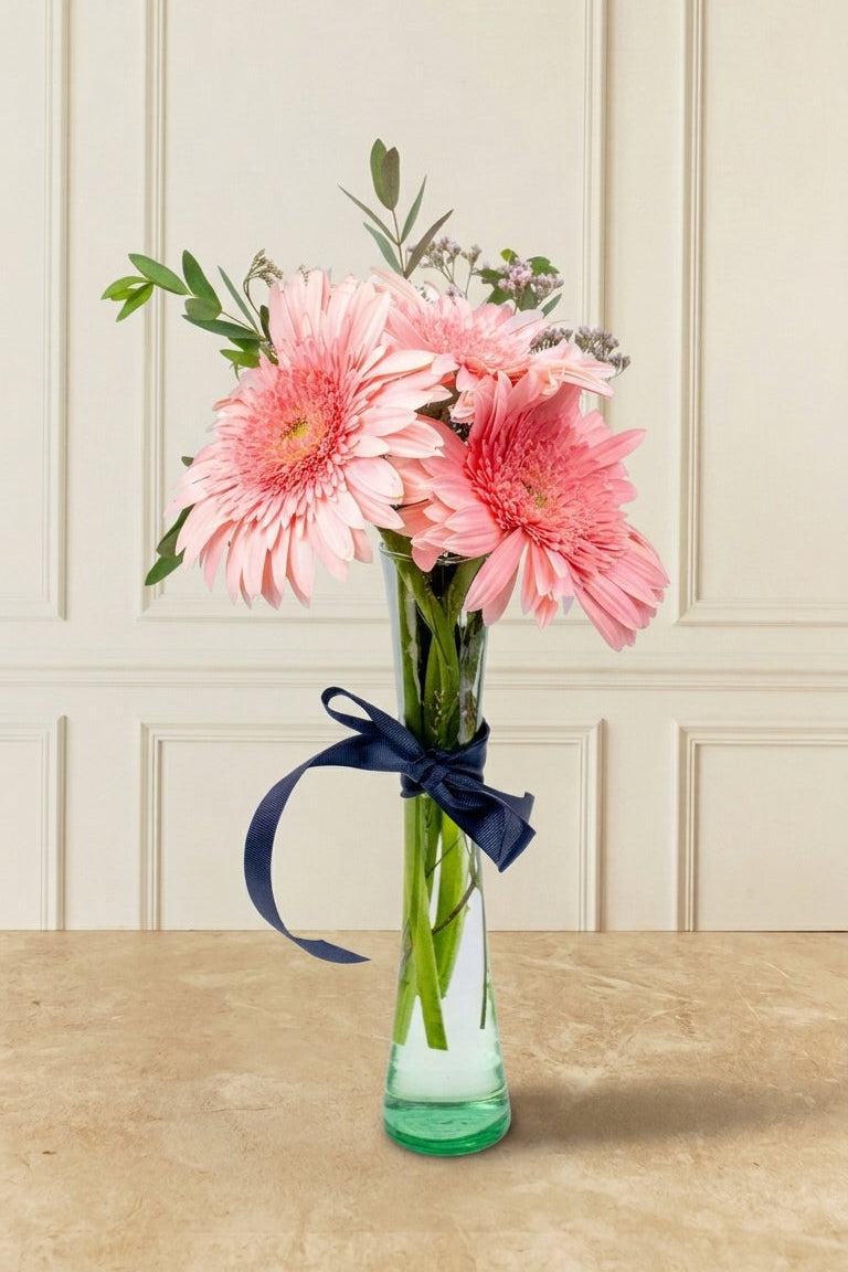 3 Gerberas Rosas - En Violetero | MJO