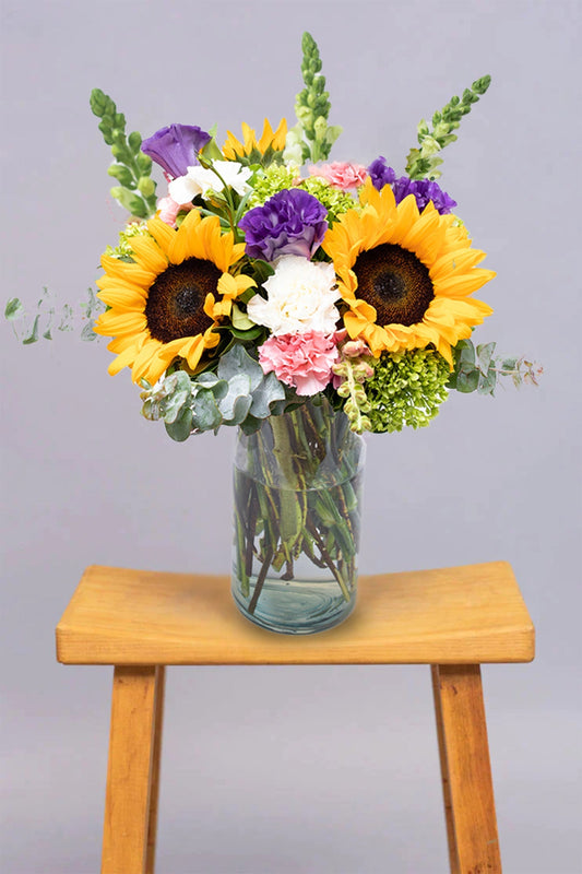 Emocionante - Girasol, Clavel Rosa y Blanco, Hortensia XAL