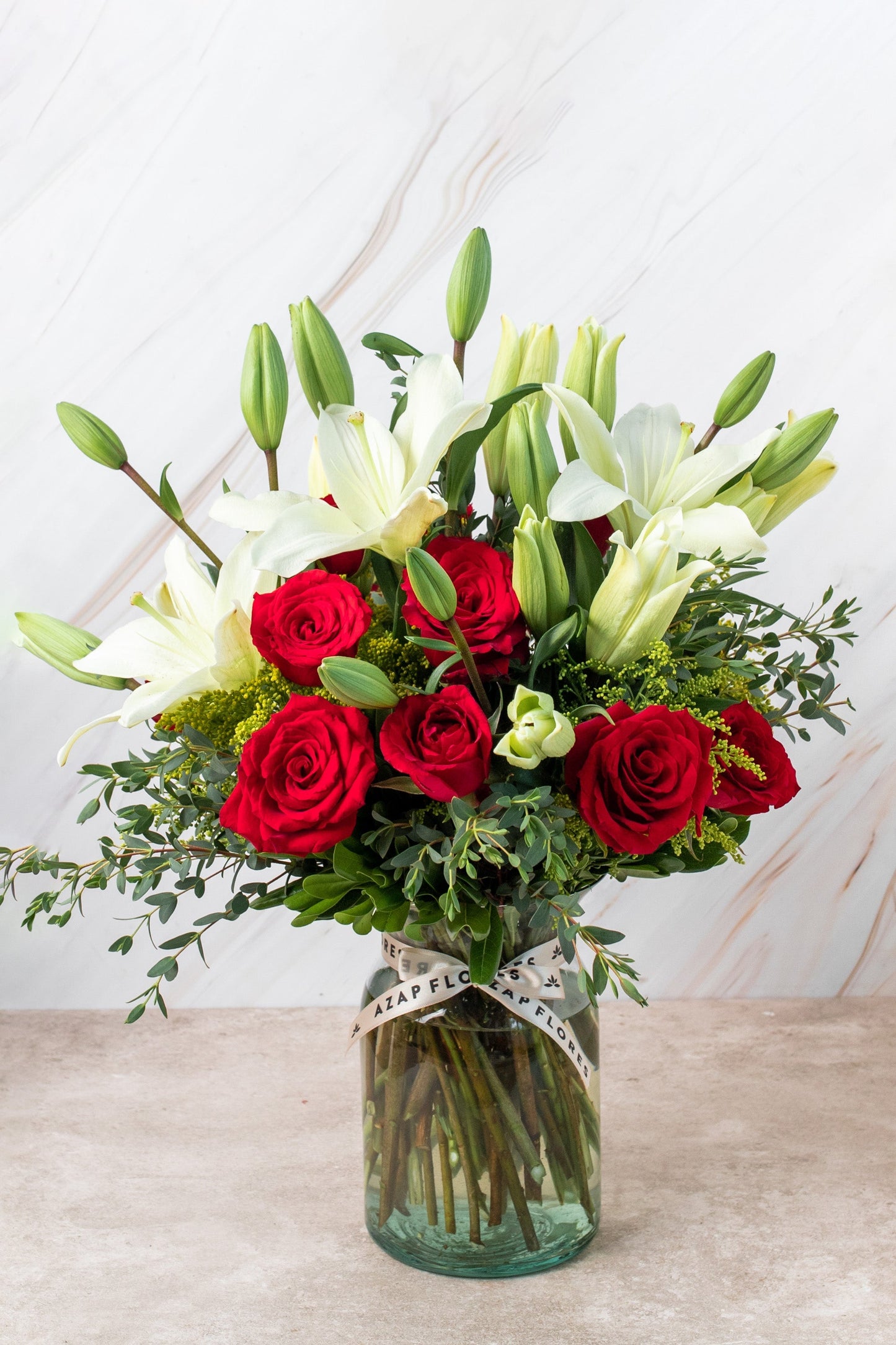 Carmín - Rosas Rojas y Lilium Blanca TGZ