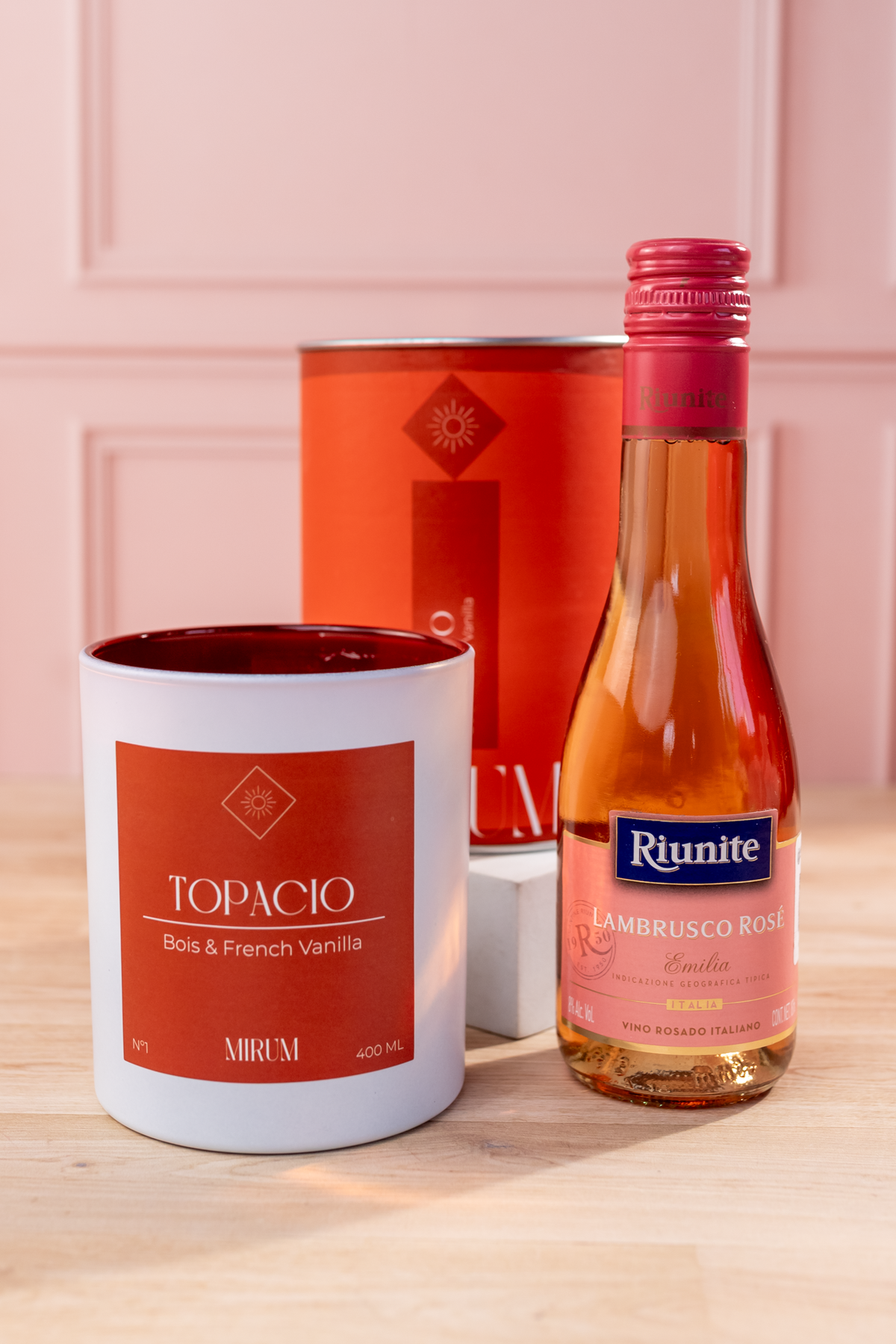 Kit Vela Mirum Topacio - Vino Rosado + Suculenta