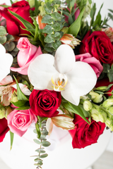 Destino - Caja de Rosas Rojas y Rosas con Orquídea Cuau. Izc.
