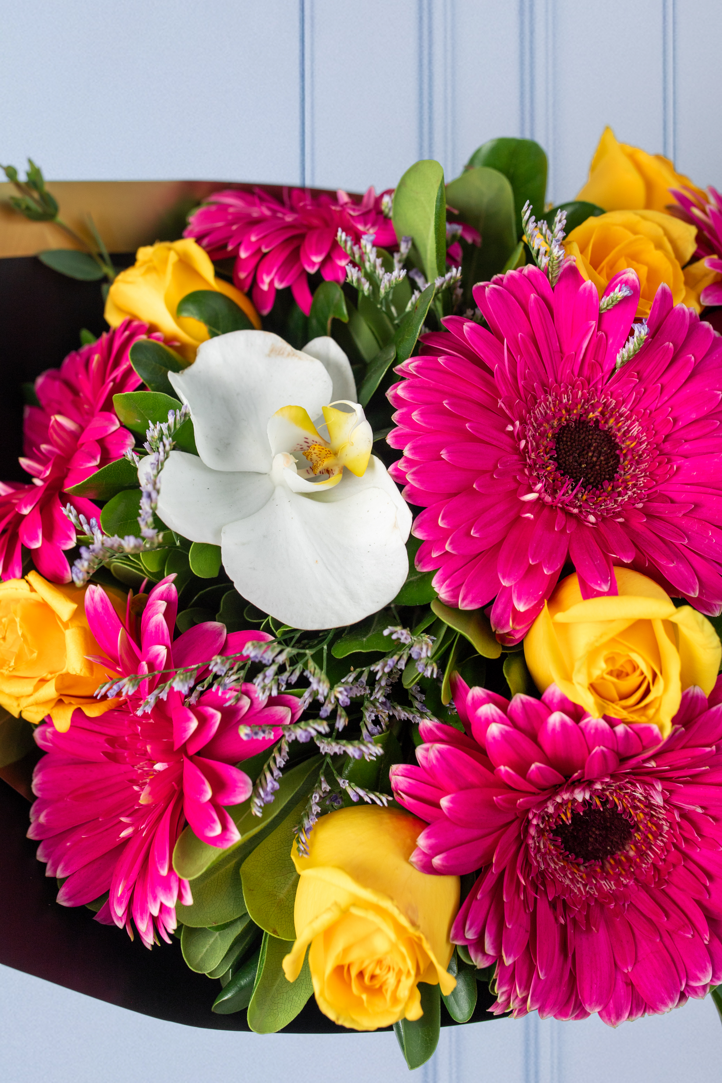 Moments - Gerbera, Yellow Rose and White Orchid