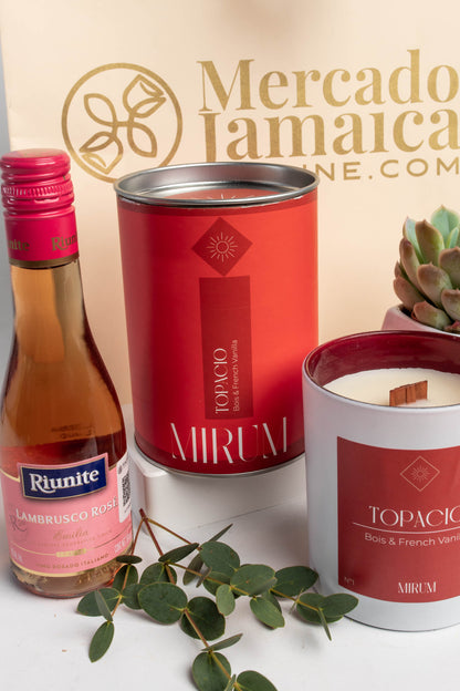 Kit Vela Mirium Topacio - con Vino Rosado y Suculenta