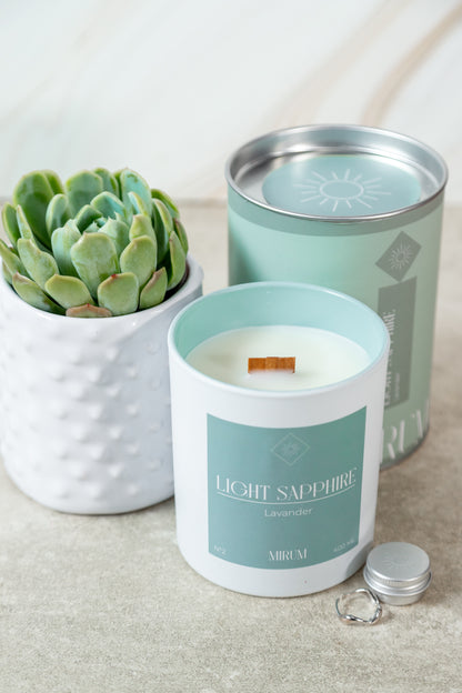 Mirium Light Sapphire Candle Kit - with Succulent