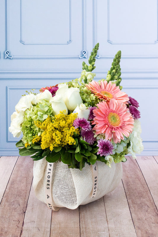 Querida / Gerbera Rosa, Morelianas y Hortensia