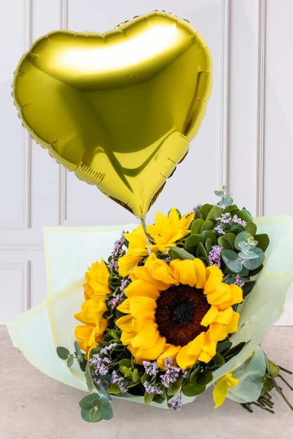 Solecito - Girasoles con Globo Amarillo 21M