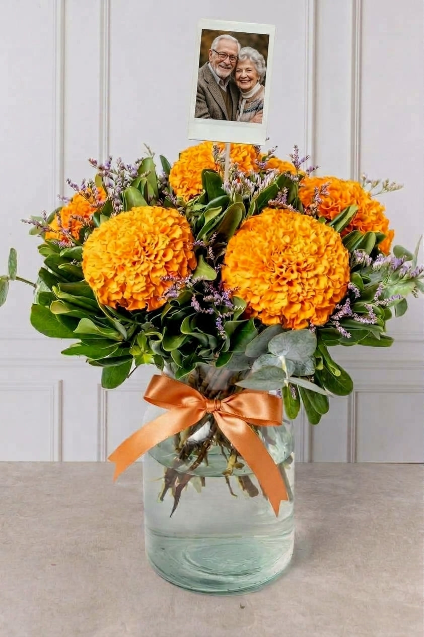 Camino de los Muertos - Cempasúchil Flores con Foto Personalizada