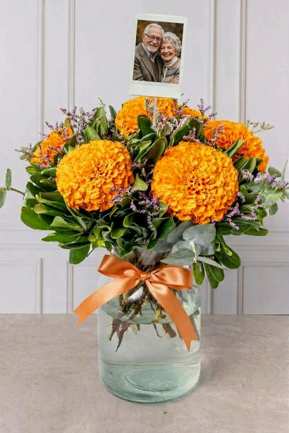 Camino de los Muertos - Cempasúchil Flores con Foto Personalizada
