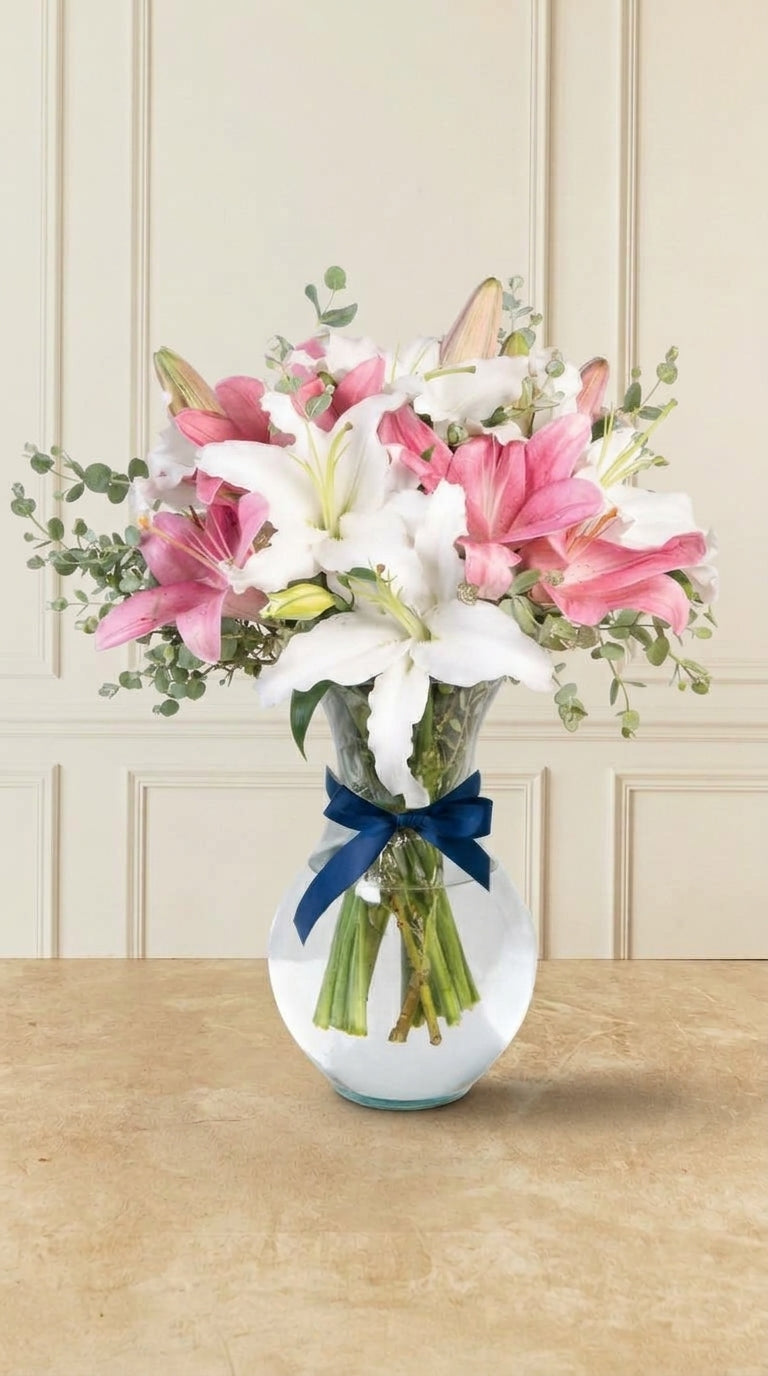Arreglo De 14 Lirios Variados con Eucalipto - En Bombay | MJO