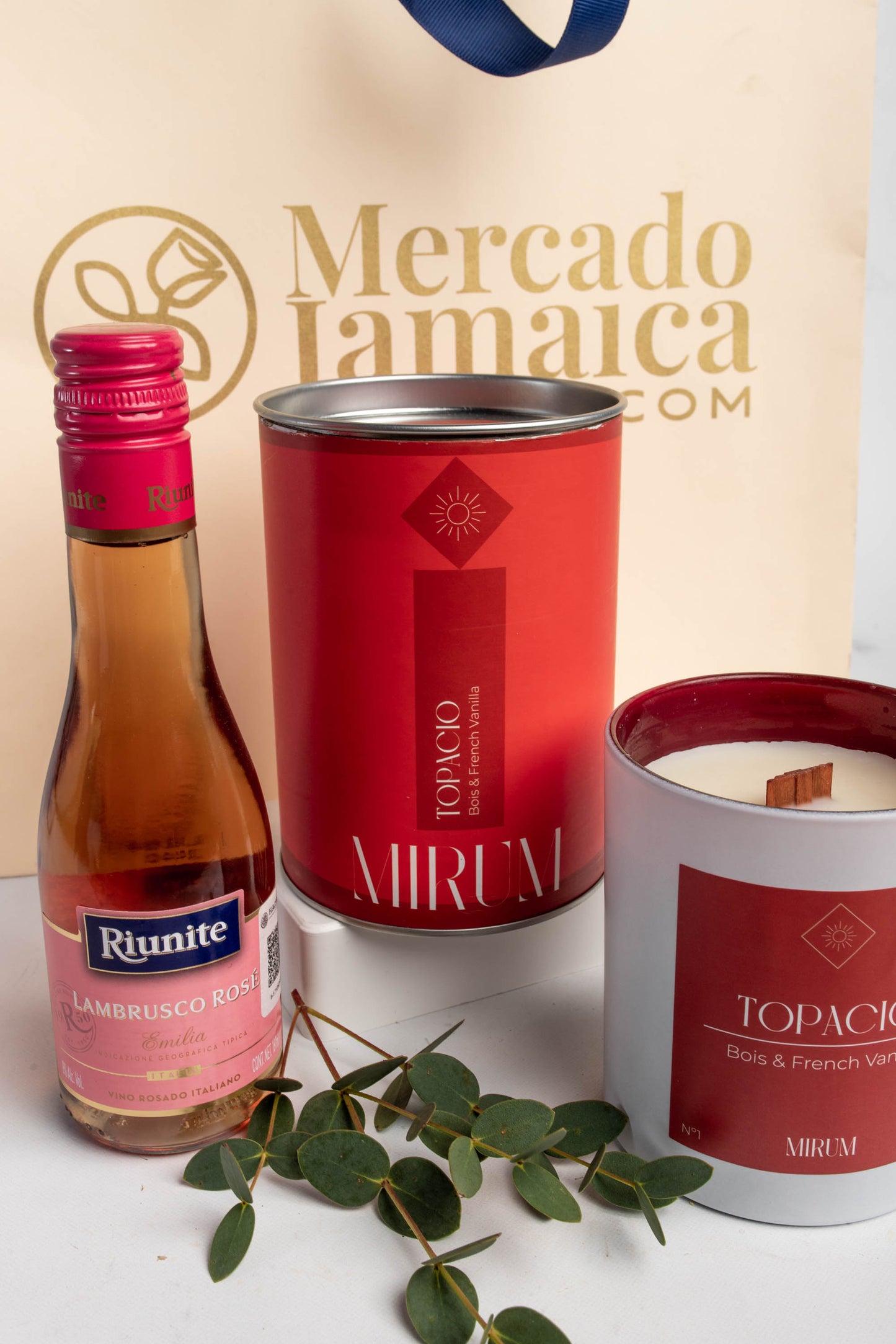 Kit Vela Mirium Topacio - Vino Rosado + Suculenta
