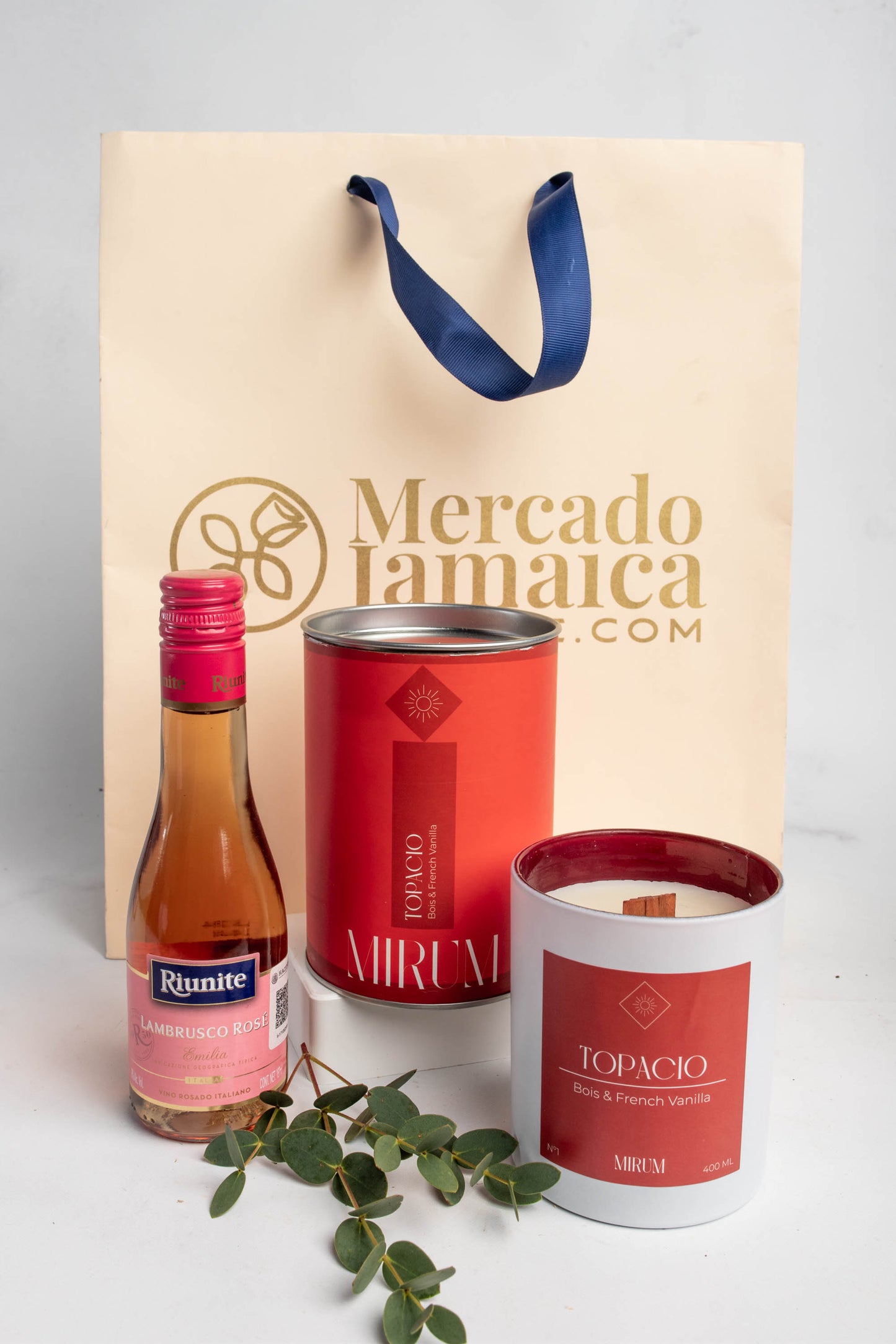 Kit Vela Mirium Topacio - Vino Rosado + Suculenta