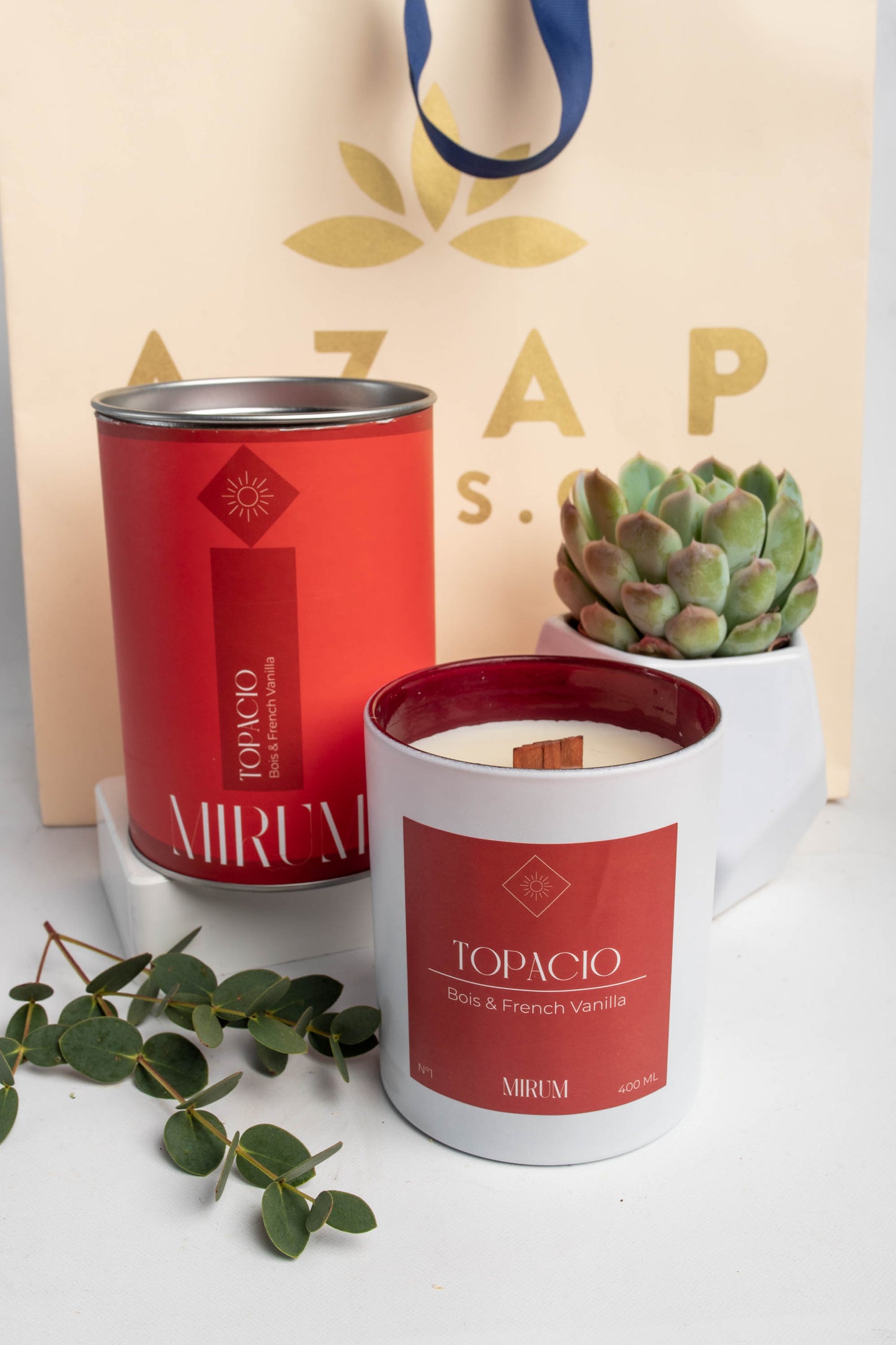 Kit Vela Mirium Topacio - Vino Rosado + Suculenta