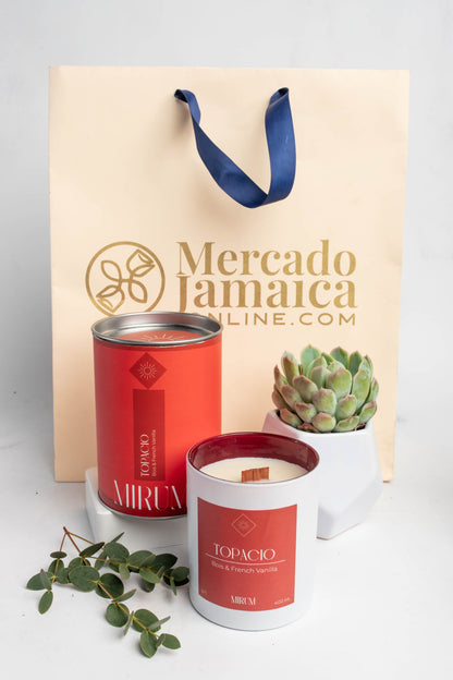 Kit Vela Mirium Topacio - Vino Rosado + Suculenta