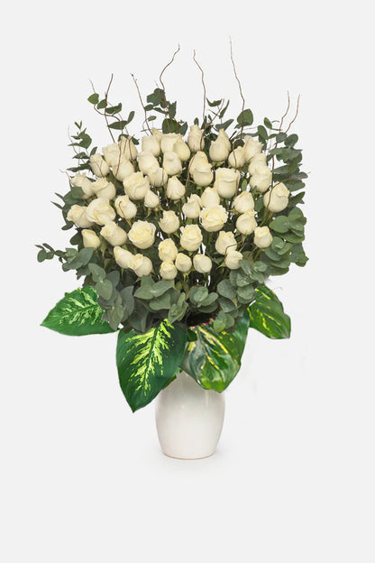Funeral Arrangement - 50 White Roses