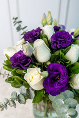 Moonlight / White Rose and Purple Lisianthus
