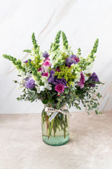 Aurora Borealis / Purple Lisianthus, Morelianas and White Dog