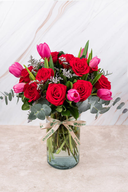 Red Sunset - Tulip and Red Rose