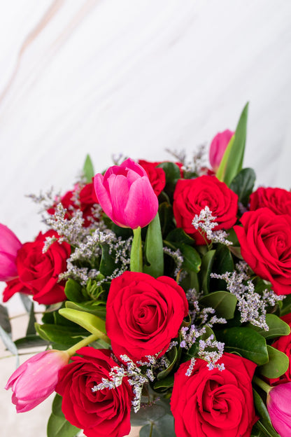 Red Sunset - Tulip and Red Rose
