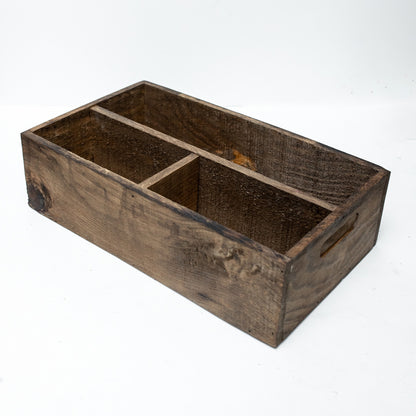 Wooden box with 3 compartments