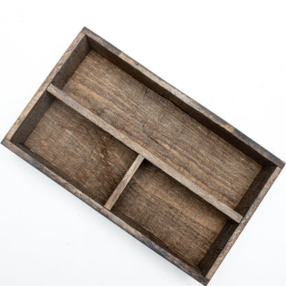 Wooden box with 3 compartments