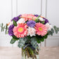 Coral // Gerbera Rosa, Lisianthus Morado y Clavel Rosa