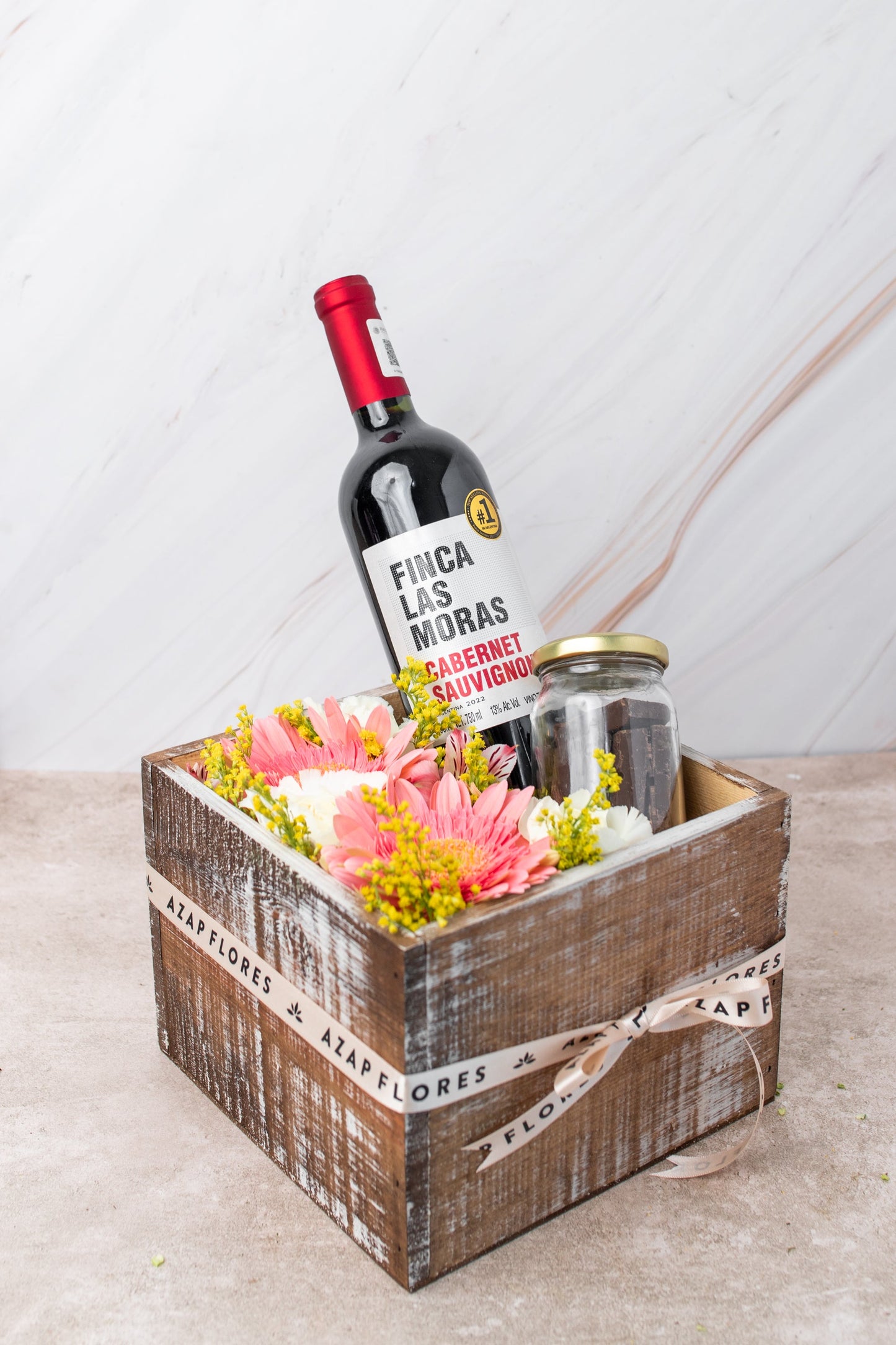 Flores con Chocolate y Vino.