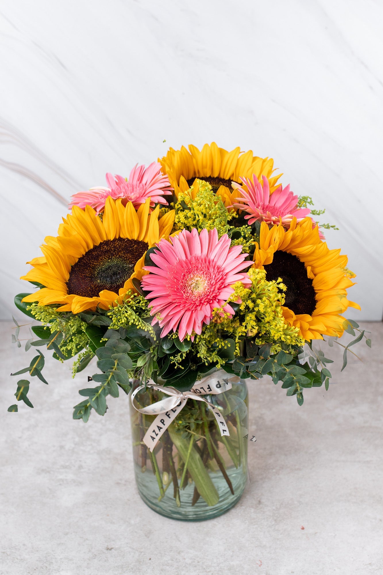 Por Siempre - Girasoles y Gerbera Rosa